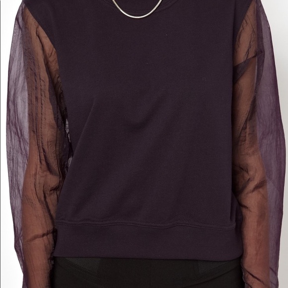 Crop Sweater with Organza Sleeves - Picture 4 of 5